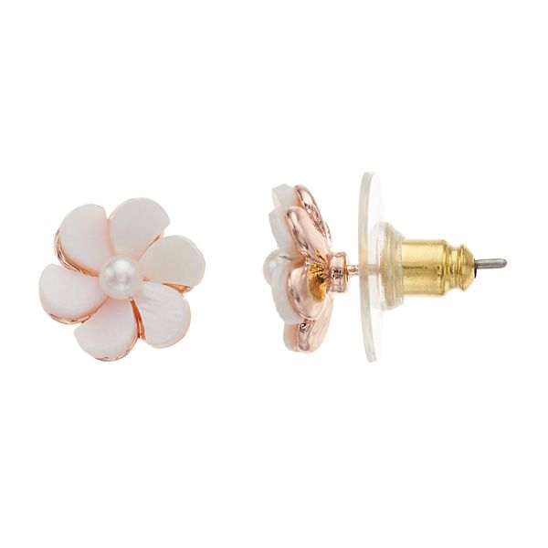 LC Lauren Conrad Mother-of-Pearl Nickel Free Flower Stud Earrings