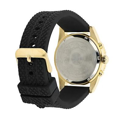 Mens Bulova Bulova Men's Goldtone Chronograph Watch, Black Silicone Strap
