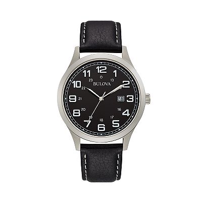 Bulova Men's Classic Black Leather Strap Watch - 96B276