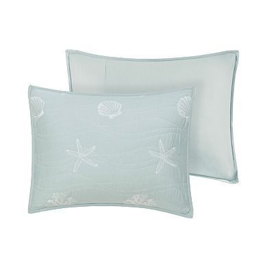 Harbor House Coastal Cotton Quilt Set with Shams and Throw Pillow