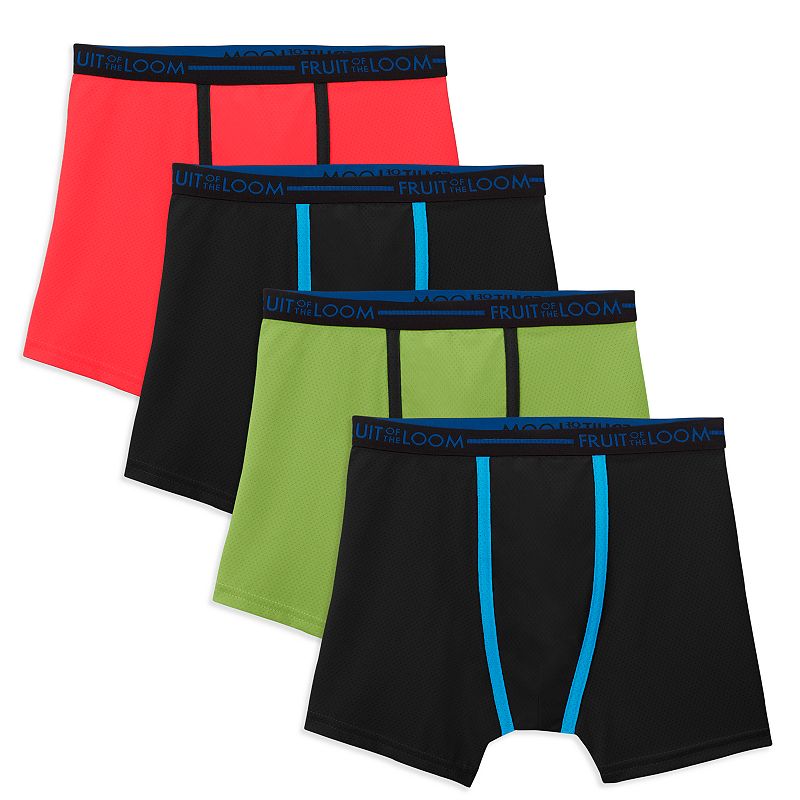 Boys 4-20 Fruit of the Loom Signature Breathable 4-Pack Boxer Briefs, Boys