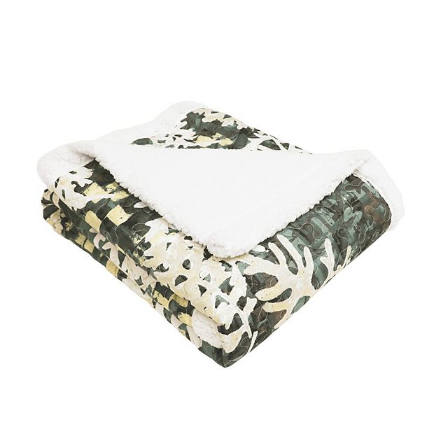 Lush Decor Camouflage Leaves Sherpa Throw