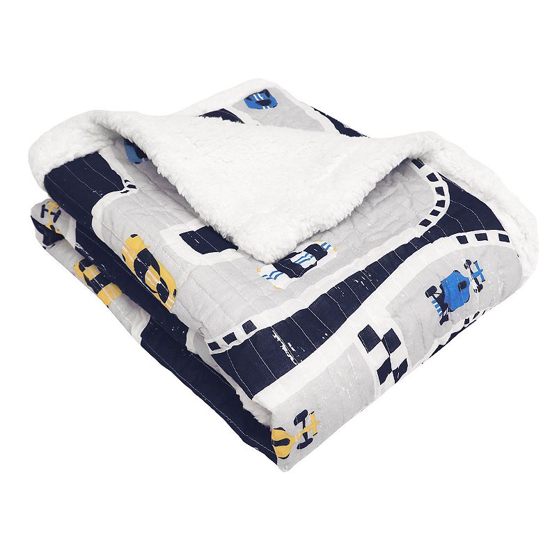 Lush Decor Car Tracks Sherpa Throw, Blue