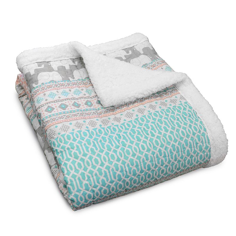 Lush Decor Elephant Stripe Throw, Turquoise/Blue