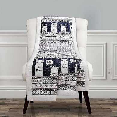 Lush Decor Llama Stripe Sherpa Throw