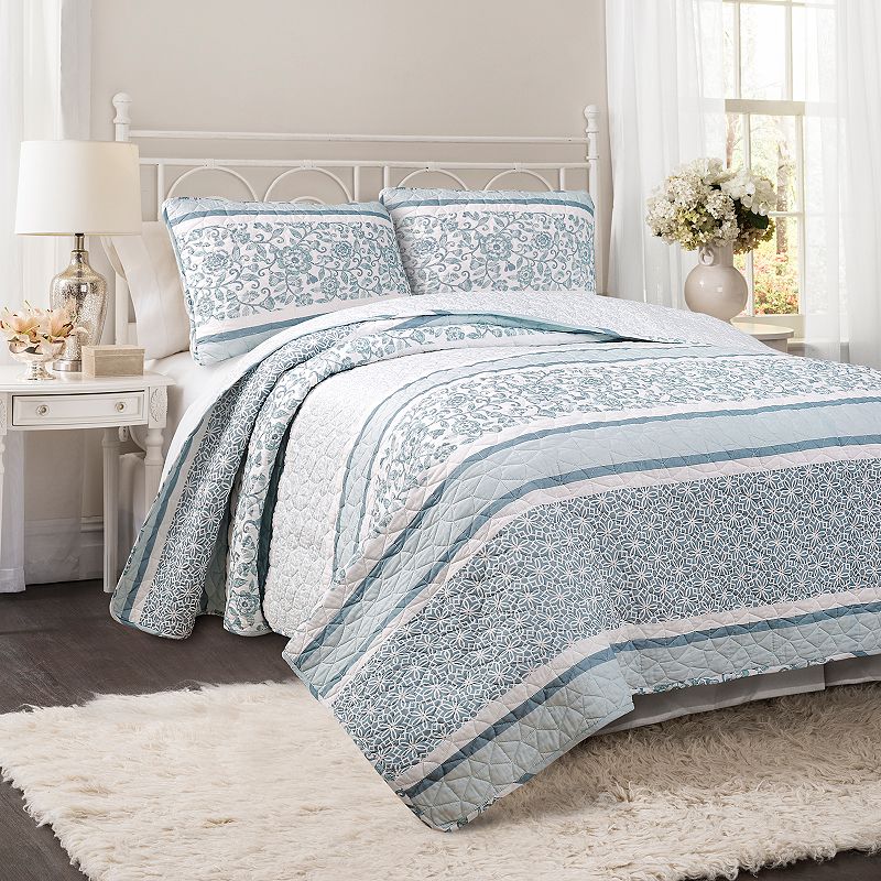 Lush Decor 3-piece Nisha Quilt Set, Blue, King