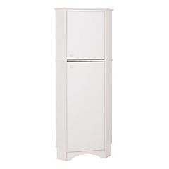 Prepac Elite Tall 1-Door Corner Storage Cabinet, White