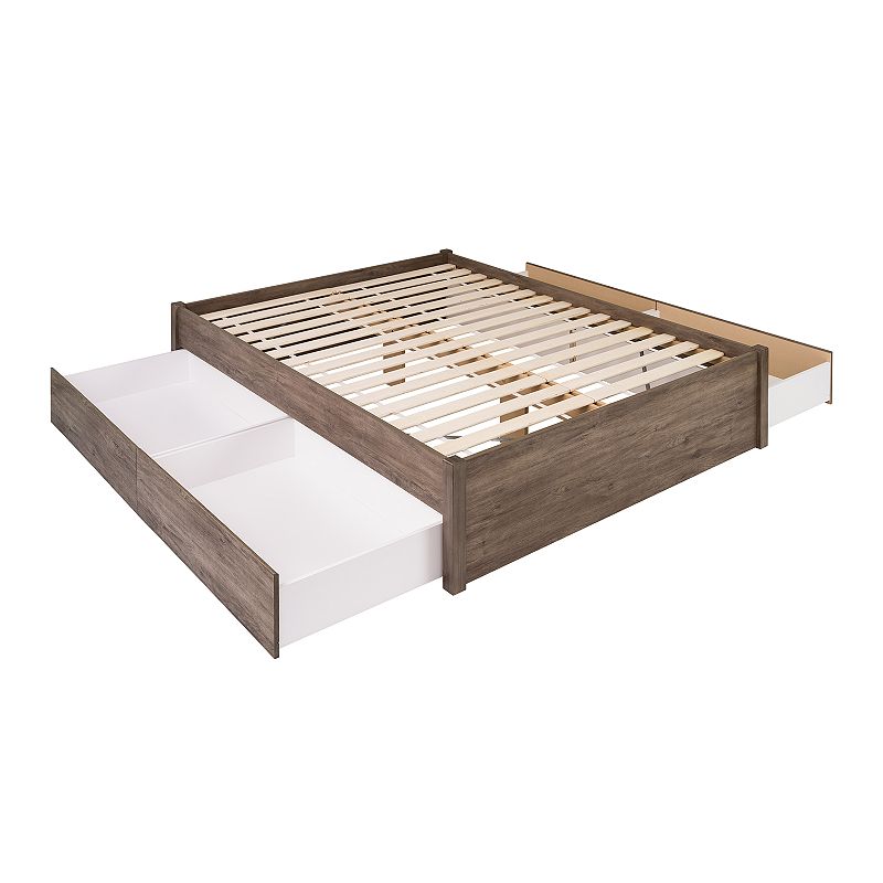 Prepac Select 4-Drawer Platform Bed, Grey, Queen
