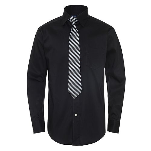 Boys 4-20 Chaps Solid Shirt & Tie Set