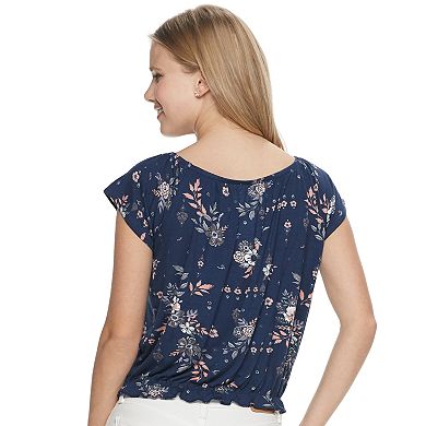 Juniors' Mudd® Button Front Peasant Top