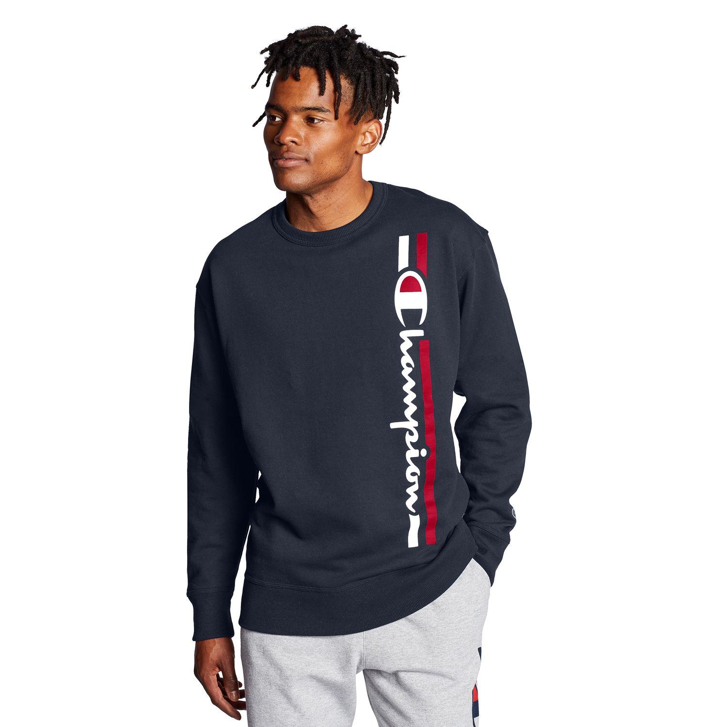 champion vertical logo hoodie