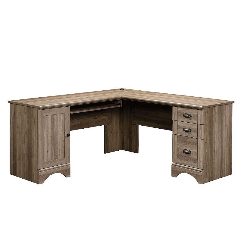 Sauder Harbor View Corner Computer Desk  Salt Oak Finish, Incomplete Set 