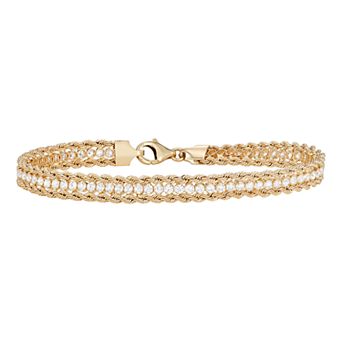 14k Gold Cubic Zirconia Rope Bracelet