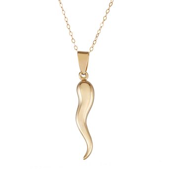 14K Gold Horn Pendant Necklace