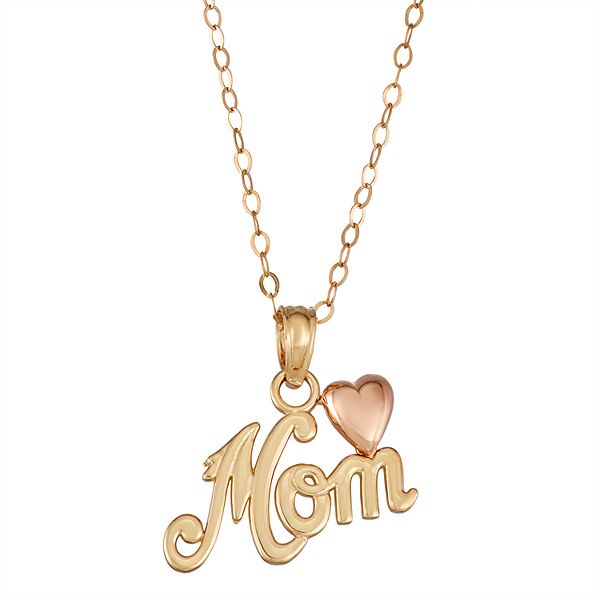 14k Gold Two-Tone Mom Pendant