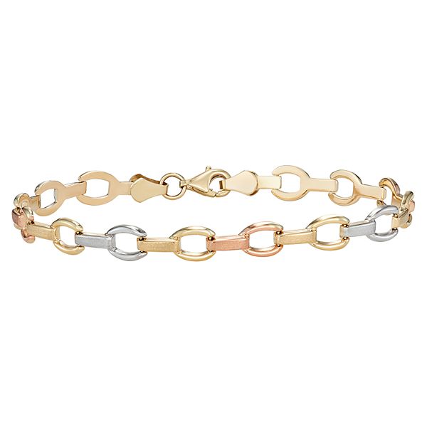 Tri-Tone 10k Gold Chain Bracelet - 10k Gold