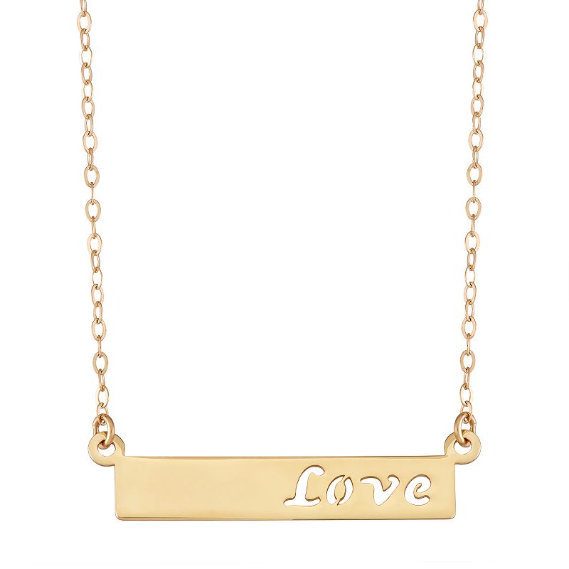 76160266 10k Gold Love Bar Necklace, Womens, Size: 18, Yell sku 76160266