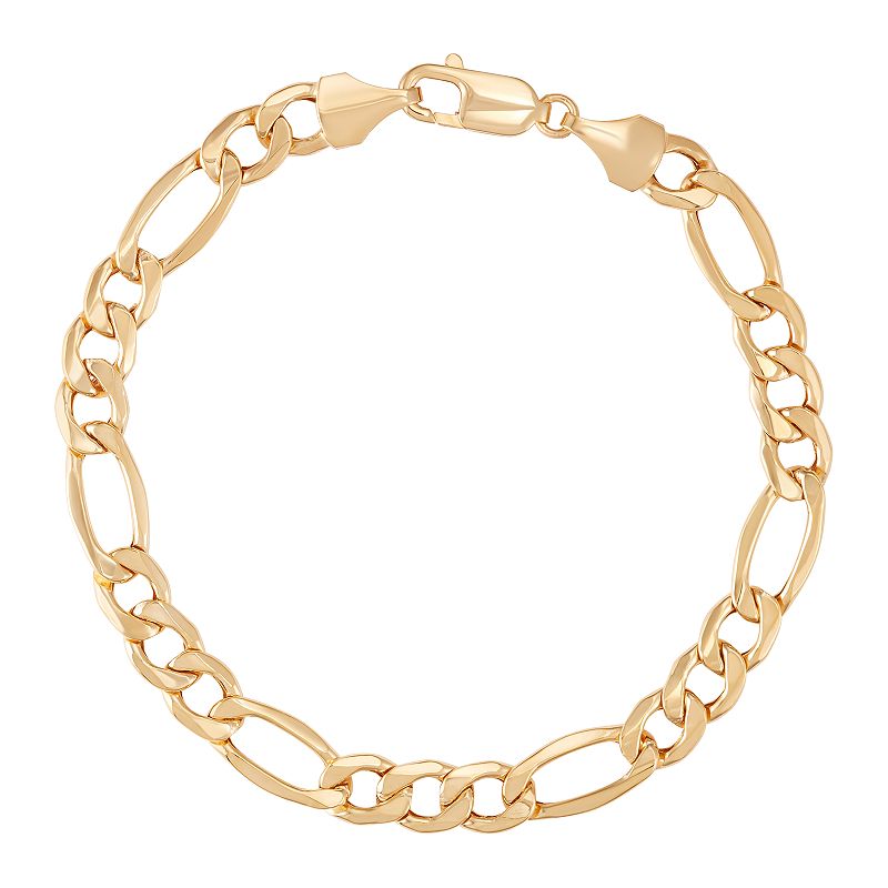 10k Gold Figaro Chain Bracelet, Womens, Size: 9, Yellow
