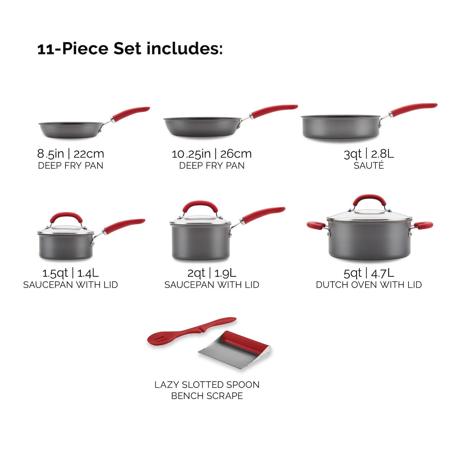 Rachael Ray 3-Quart Steam Set - Aluminum Nonstick Saute Pan With Steamer Insert, Red Shimmer