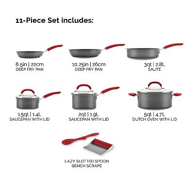 Rachael Ray Create Delicious 11-pc. Hard-Anodized Aluminum Nonstick Cookware Set