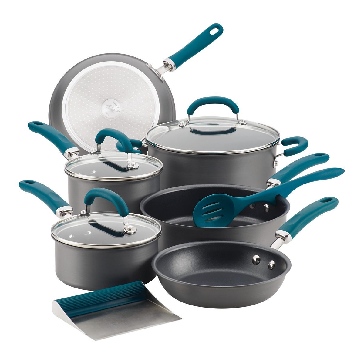Rachael Ray® Create Delicious 11-pc. Hard-Anodized Aluminum Nonstick Cookware Set - Teal
