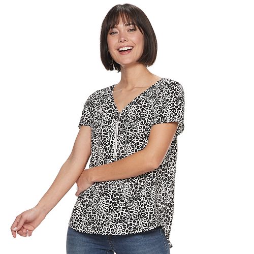 Womens Apt. 9® Crisscross ZipperFront Top