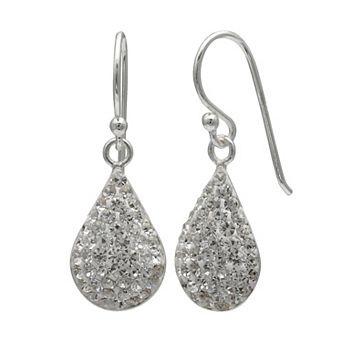 PRIMROSE Sterling Silver Clear Pave Crystal Teardrop Earrings