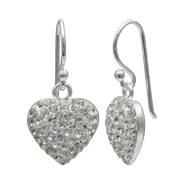 PRIMROSE Sterling Silver Pave Crystal Heart Drop Earrings