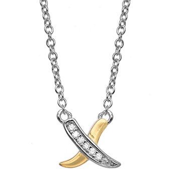 PRIMROSE Two-Tone Sterling Silver & 18k Gold Plated "X" Necklace
