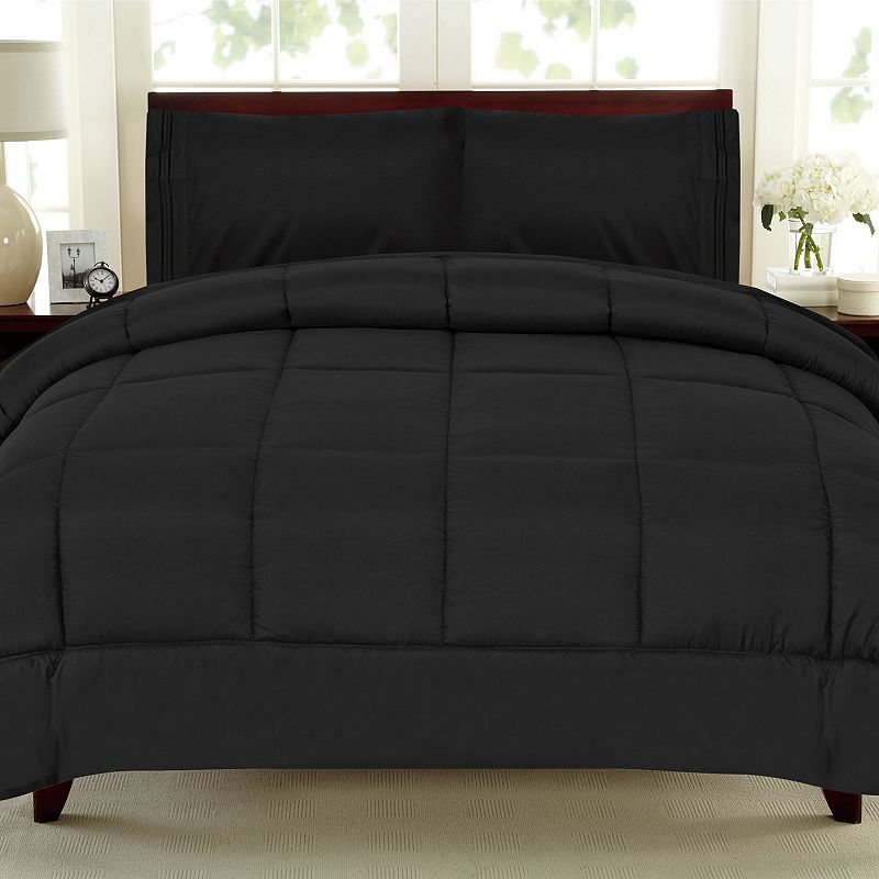 Sweethome Collection Down-Alternative Comforter, Black, Full