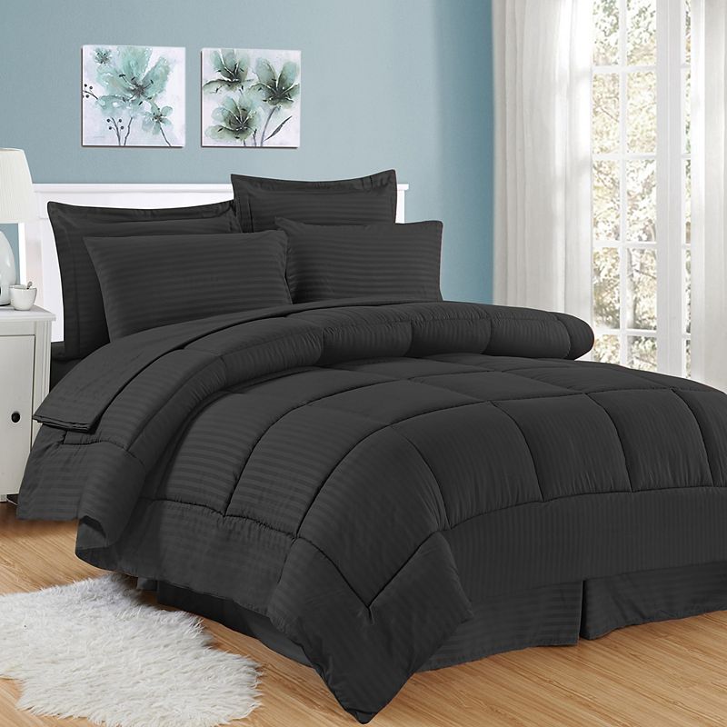 Sweethome Collection Hotel Dobby Embossed Bedding Set, Black, King