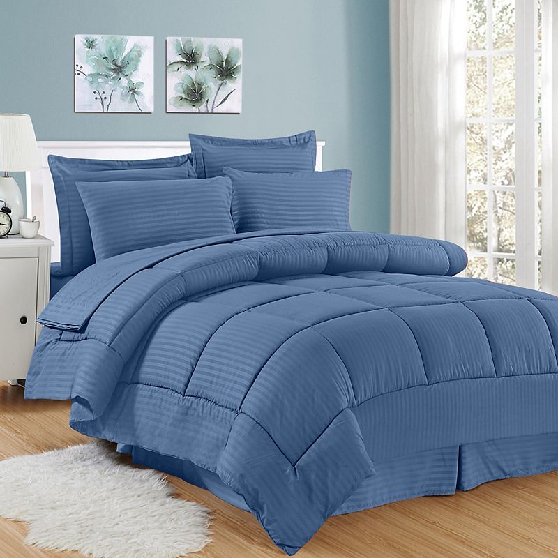 Sweethome Collection Hotel Dobby Embossed Bedding Set, Blue, King