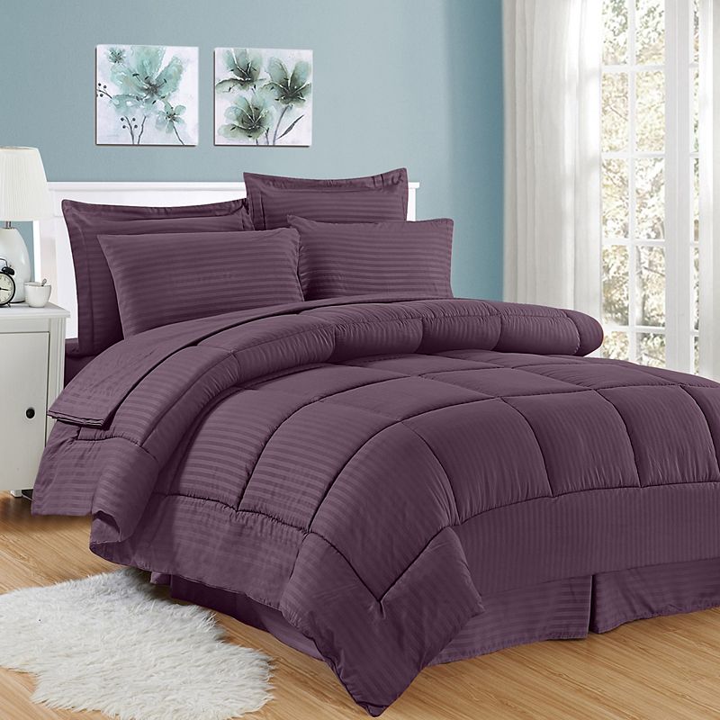 Sweethome Collection Hotel Dobby Embossed Bedding Set, Purple, Queen