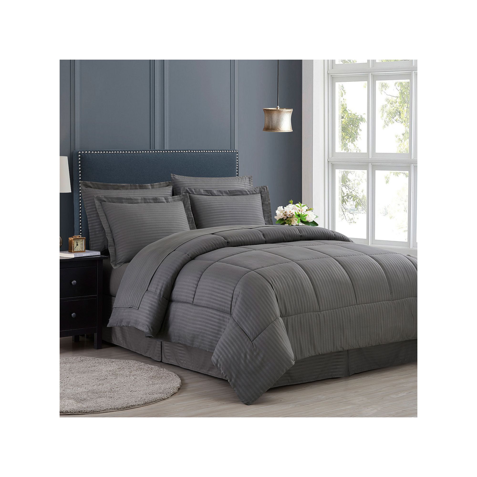 Sweethome Collection Hotel Dobby Embossed Bedding Set, Gray