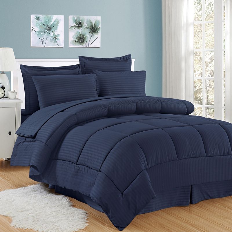 Sweethome Collection Hotel Dobby Embossed Bedding Set, Blue, Twin