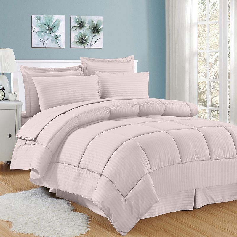 Sweethome Collection Hotel Dobby Embossed Bedding Set, Pink, King