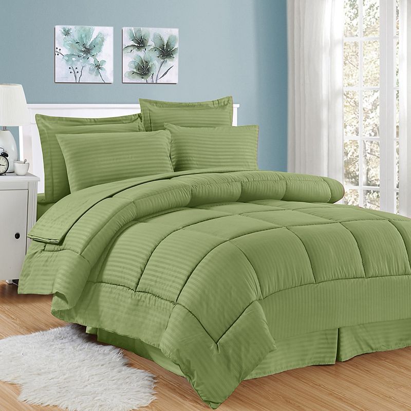 Sweethome Collection Hotel Dobby Embossed Bedding Set, Green, King