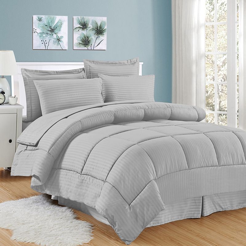 Sweethome Collection Hotel Dobby Embossed Bedding Set, Grey, King