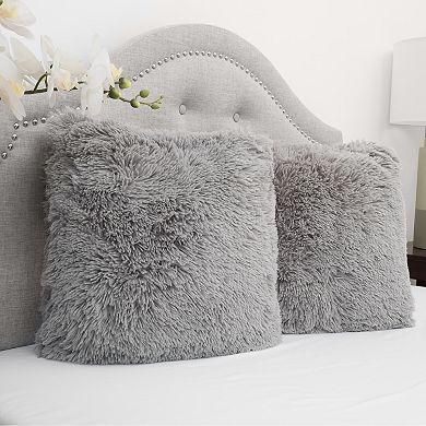 SweetHome Collection 2-pack Very Soft & Comfy Plush Long Faux Fur Throw Pillows