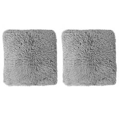 Sweet Home Collection 2Pk Plush pillow Faux Fur - Soft and Comfy Throw  pillow - Silver