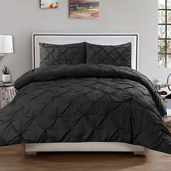 Sweethome Collection Luxury Pinch Pleat Pintuck Duvet Cover & Pillow Sham Set