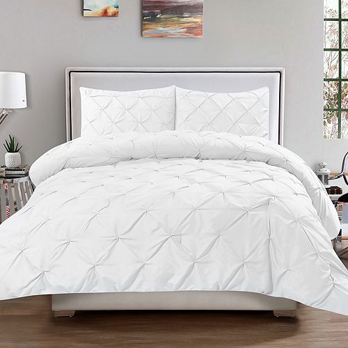 Sweethome Collection Luxury Pinch Pleat Pintuck Duvet Cover & Pillow ...