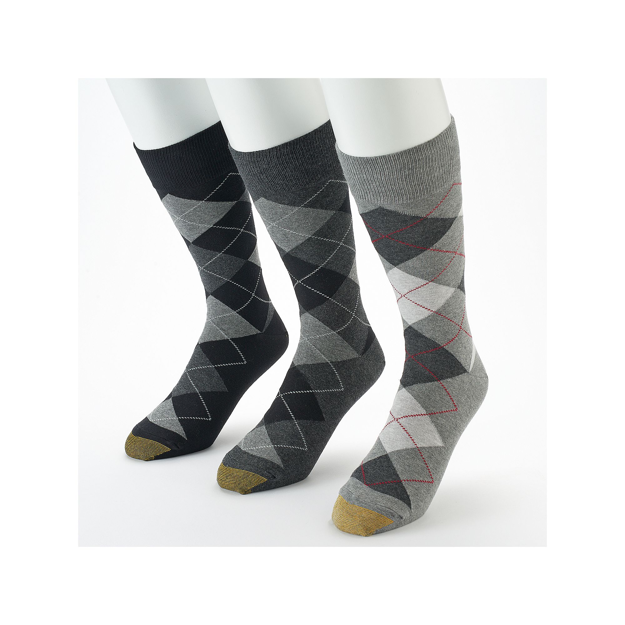 Mens GOLDTOE® 3-pack Carlyle Argyle Crew Socks, Size: 6-12, Black