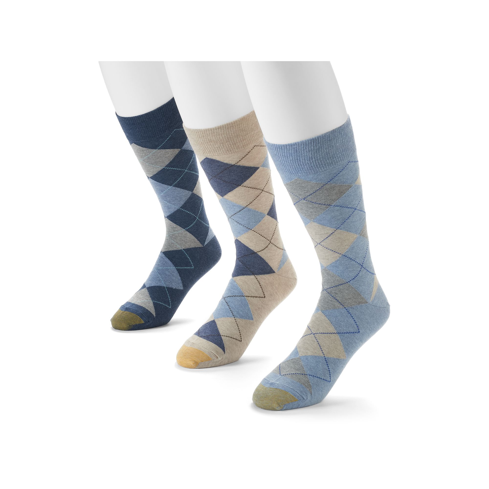 Mens GOLDTOE® 3-pack Carlyle Argyle Crew Socks, Size: 6-12, Blue
