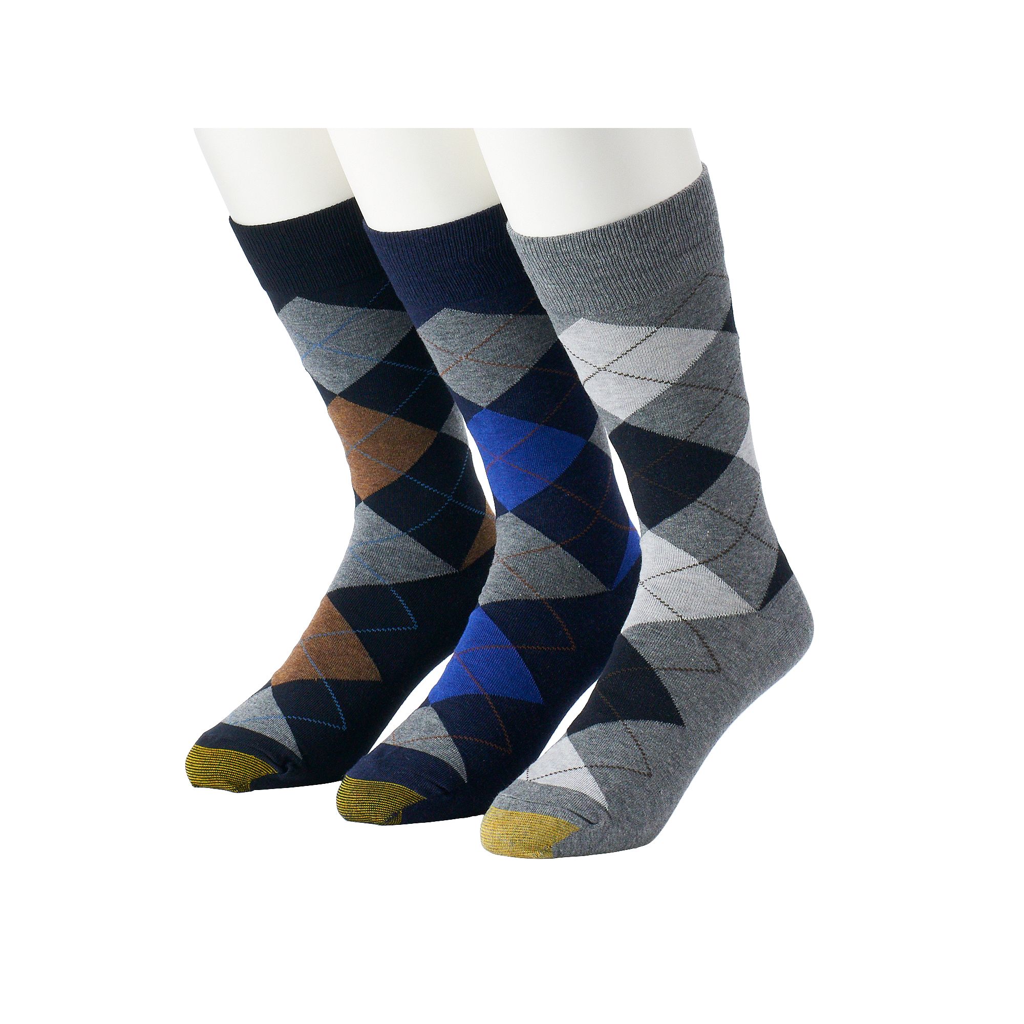 Mens GOLDTOE® 3-pack Carlyle Argyle Crew Socks, Size: 6-12, New Blue