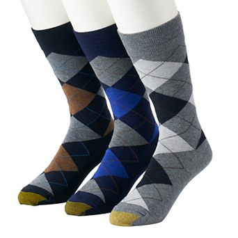 Men's GOLDTOE® 3-pack Carlyle Argyle Crew Socks