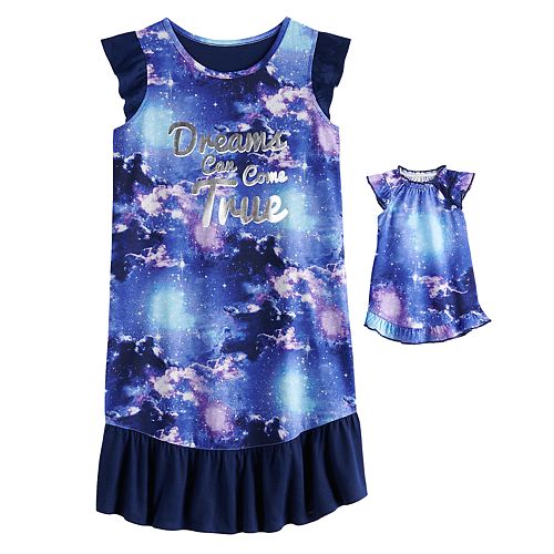 Girls 414 SO® Ruffled Dorm Nightgown & Matching Doll Gown