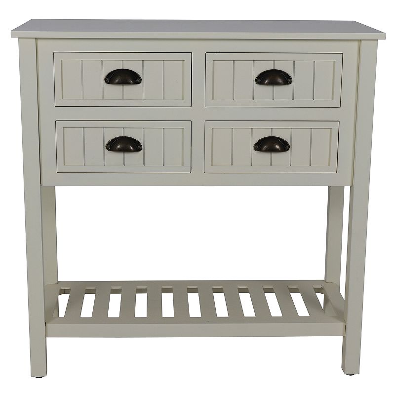 Decor Therapy Bailey Beadboard 4-Drawer Console Table, White