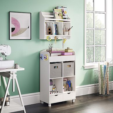 RiverRidge Home Book Nook Kids' Wall Shelf with Cubbies and Bookrack