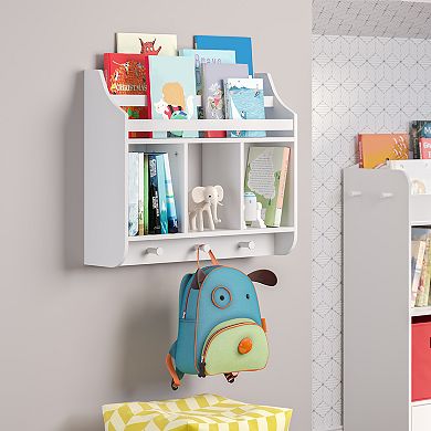 RiverRidge Home Book Nook Kids' Wall Shelf with Cubbies and Bookrack